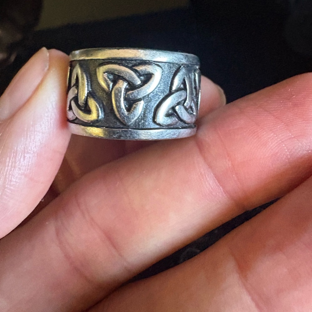 Vintage Mens Trinity knot Celtic Ring size 10 wide ring